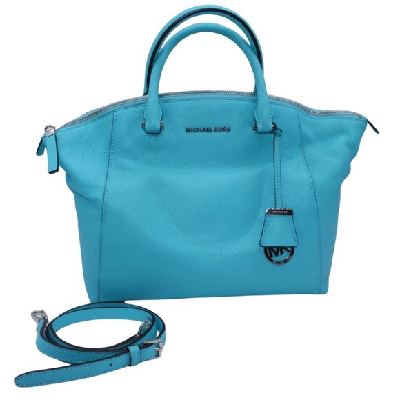 Michael Kors Handbags - Michael Kors Bowling Shoulder Bag Purse Logo Small Pebble Leather Satchel